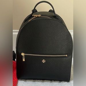 Tory Burch Emerson Black Saffiano Leather Backpack Hard Case